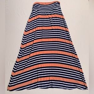 Merona Maxi Skirt • Size Woman’s Medium • Navy/Peach/White Stripes